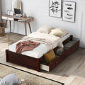 SOFTSEA Twin Size Storage Bed with Storage Drawers, No Box Spring Needed (Cherry)