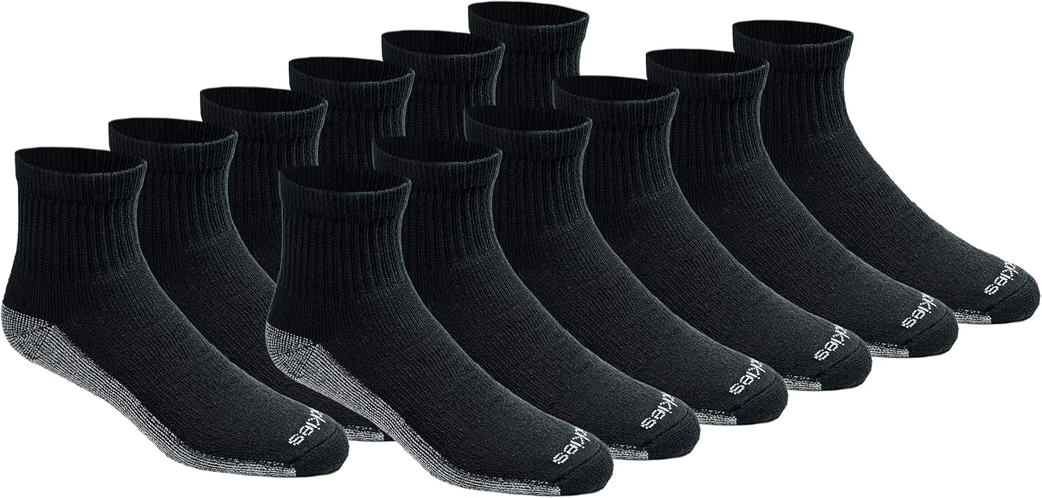Dickies Men's Dri-Tech Moisture Control Quarter Socks, Available in M-XXL (6, 12, 18 Pairs)