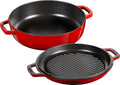 staub Sukiyaki & Grill 40508-281 Sukiyaki & Grill Cherry, 10.2 inches (26 cm), Both Hands, Enameled Pot, Sukiyaki Pot, Grill Pan, Induction Compatible, Genuine Japanese Product