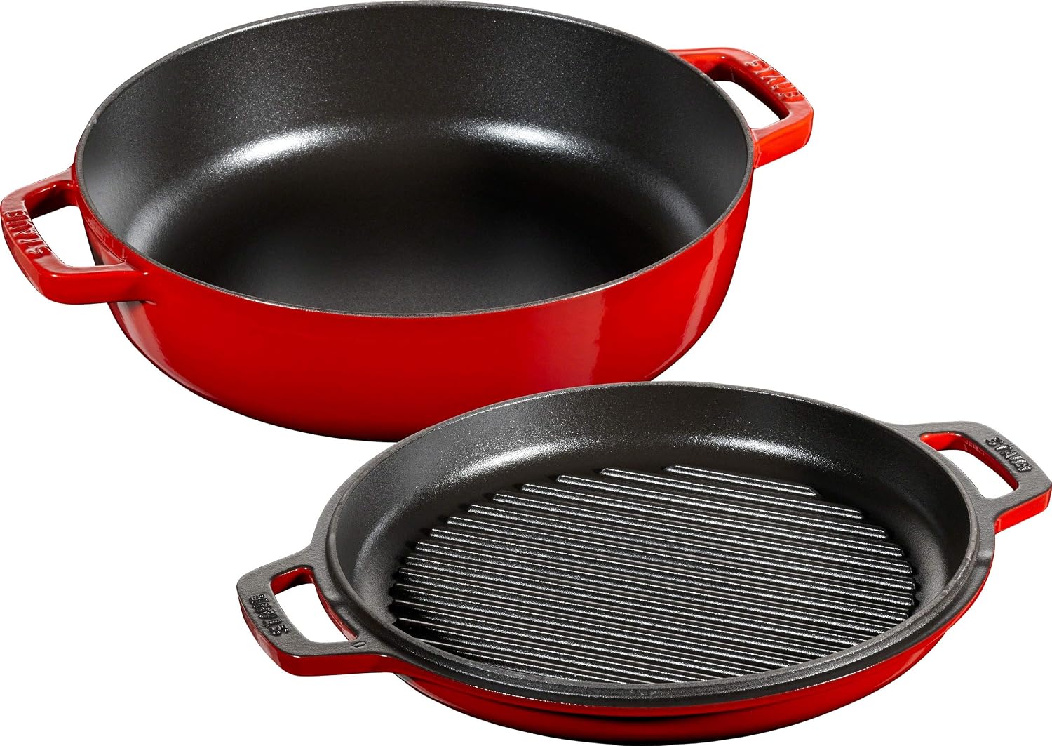 staub Sukiyaki & Grill 40508-281 Sukiyaki & Grill Cherry, 10.2 inches (26 cm), Both Hands, Enameled Pot, Sukiyaki Pot, Grill Pan, Induction Compatible, Genuine Japanese Product