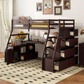 Bellemave Twin Size Loft Bed with Stairs and Desk, Wood Loft Beds with Cabinet and 7 Drawers, High Loft Bed Frame with Shelves and Step for Kids, Teen, Boys, Girls, Espresso