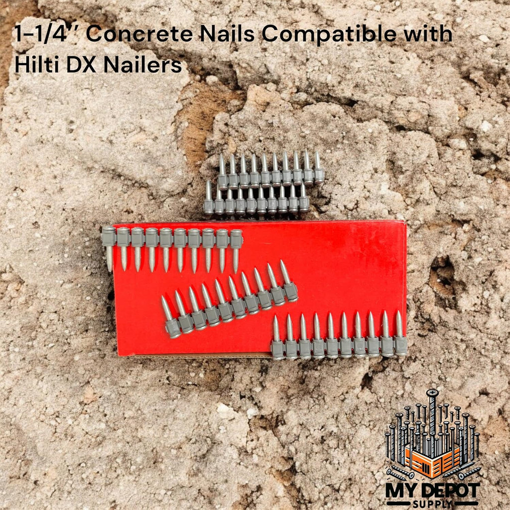 1¼″ DX Nails For Hilti DX460/DX351/DX2/DX5/DX6-MX. 500x 32mm Concrete/Steel Nails with Galvanized Zinc Coating-Heavy-Duty Construction Fasteners for Commercial & Residential Projects
