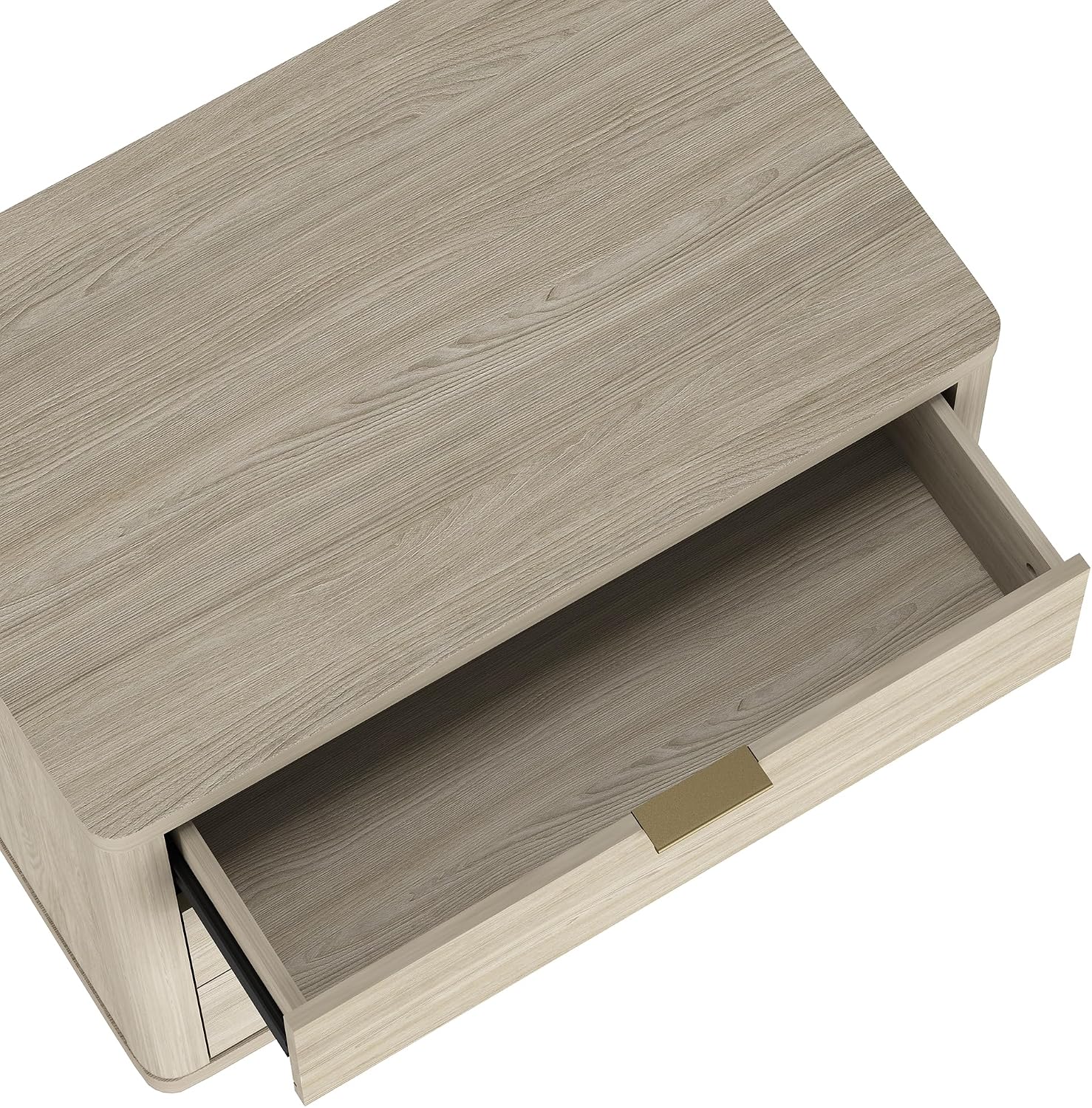 Manhattan Comfort Evelyn Modern Nightstand with Drawers, Minimalist Wood Bedside Table with Rounded Edges & Raised Mop Base, Versatile & Multifunctional Accent Table, Set of 2, Natural