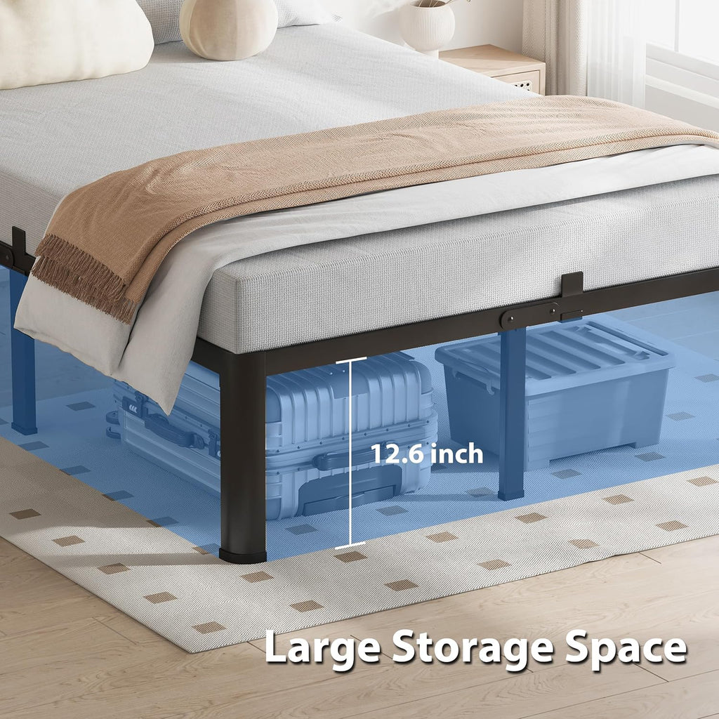 VIPSHOW 14 Inch Twin XL Bed Frame, 3500Lbs Heavy Duty Metal Platform with Round Corner Legs Mattress Slide Stopper, Steel Slat Support No Box Spring Needed, Noise Free, Non-Slip, Easy Assembly