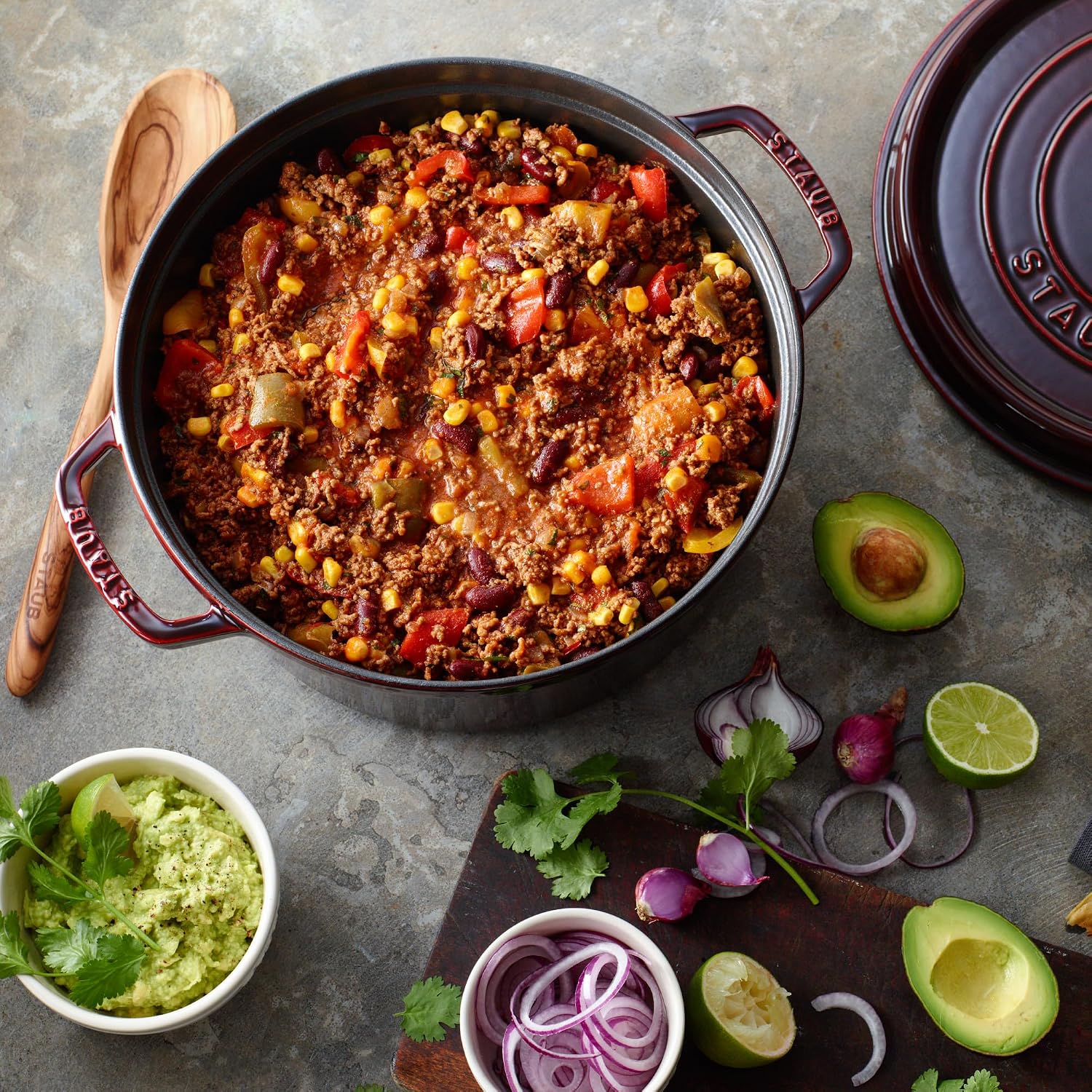 Staub Cast Iron 7-qt Round Cocotte - Grenadine