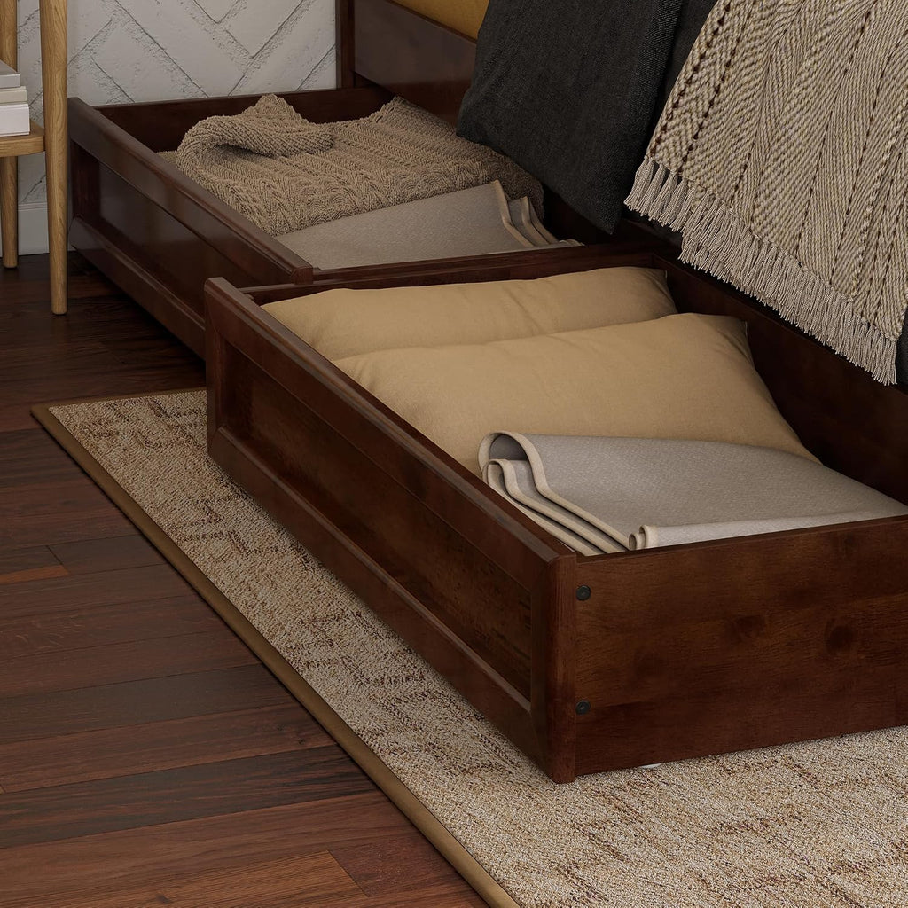 AFI, Mid-Century Modern Under Bed Storage Drawers, Queen/King/Twin XL, Walnut