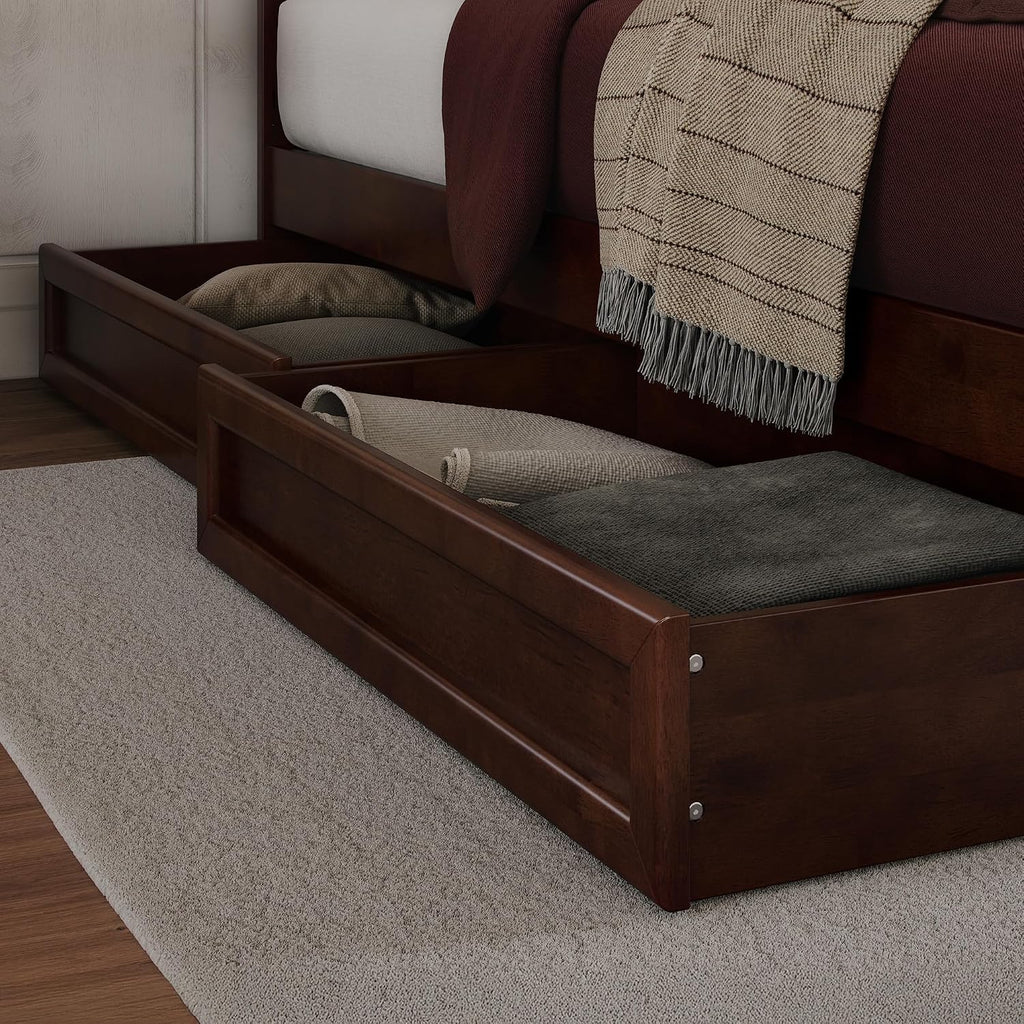AFI, Mid-Century Modern Under Bed Storage Drawers, Queen/King/Twin XL, Walnut