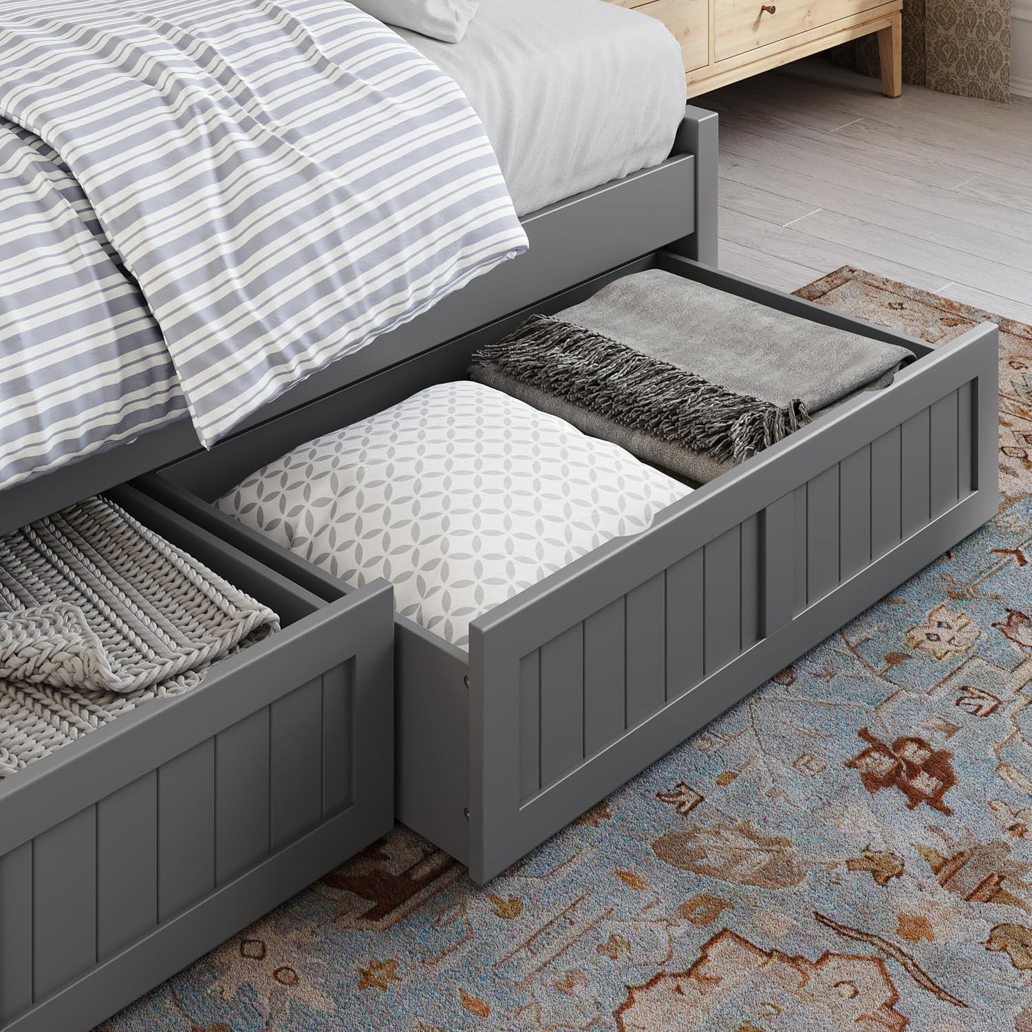 AFI Cambridge Twin Wood Daybed with Set of 2 Drawers in Grey