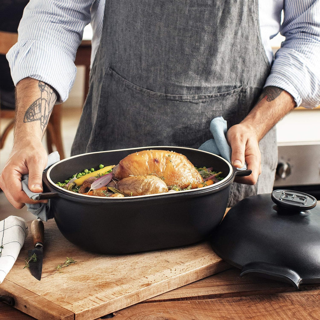Emile Henry Delight Ceramic Oval Dutch Oven 4.5L, Slate (776645)