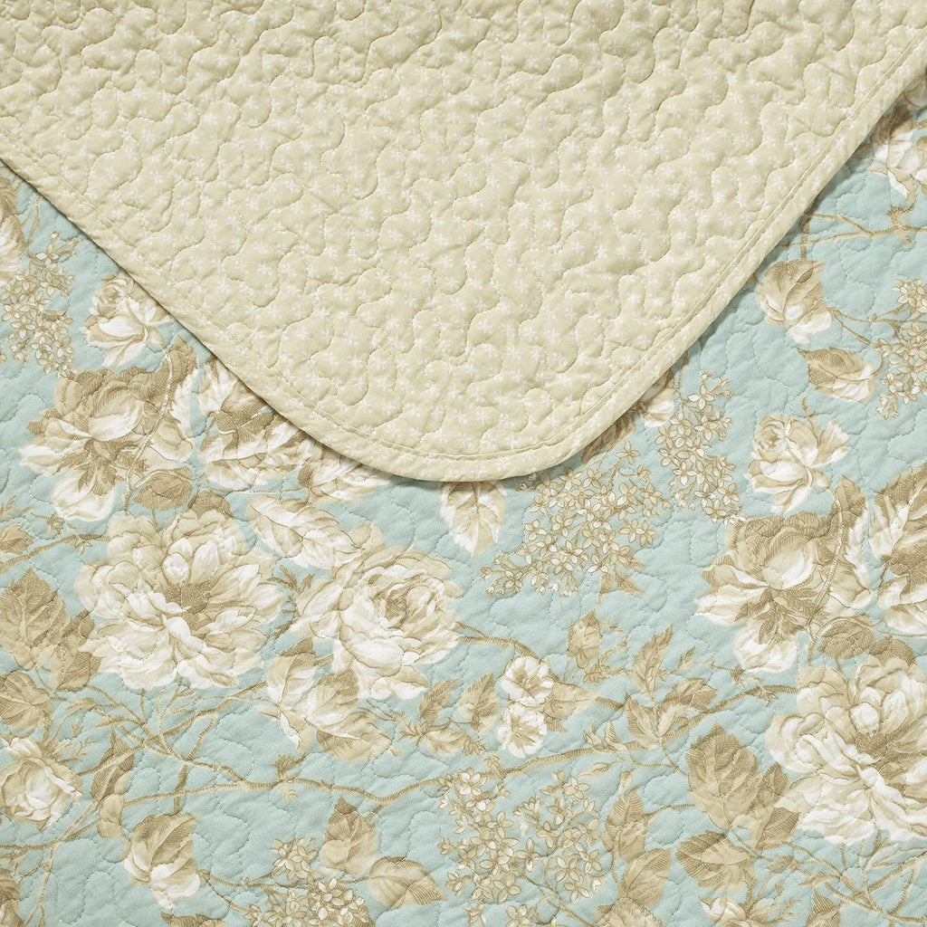 Laura Ashley Home - King Quilt Set, Cotton Reversible Bedding with Matching Shams, Bedroom Decor Ideal for All Seasons (Brompton Green, King)