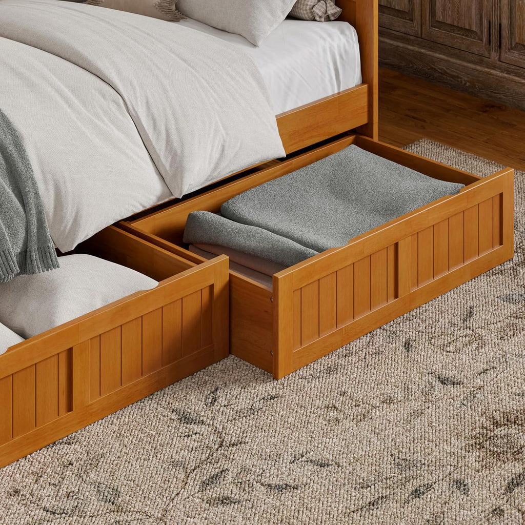 AFI, Nantucket Twin Wood Daybed with 2 Storage Drawers, Light Toffee
