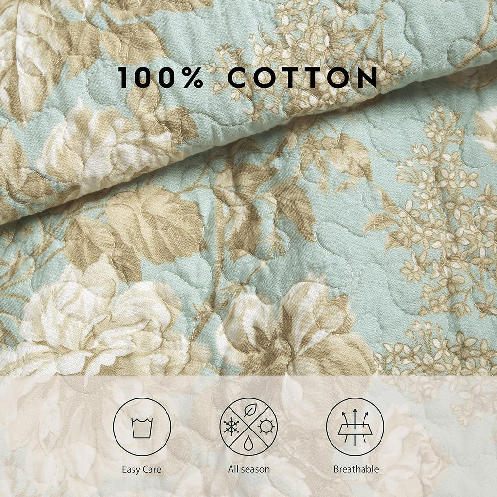 Laura Ashley Home - King Quilt Set, Cotton Reversible Bedding with Matching Shams, Bedroom Decor Ideal for All Seasons (Brompton Green, King)