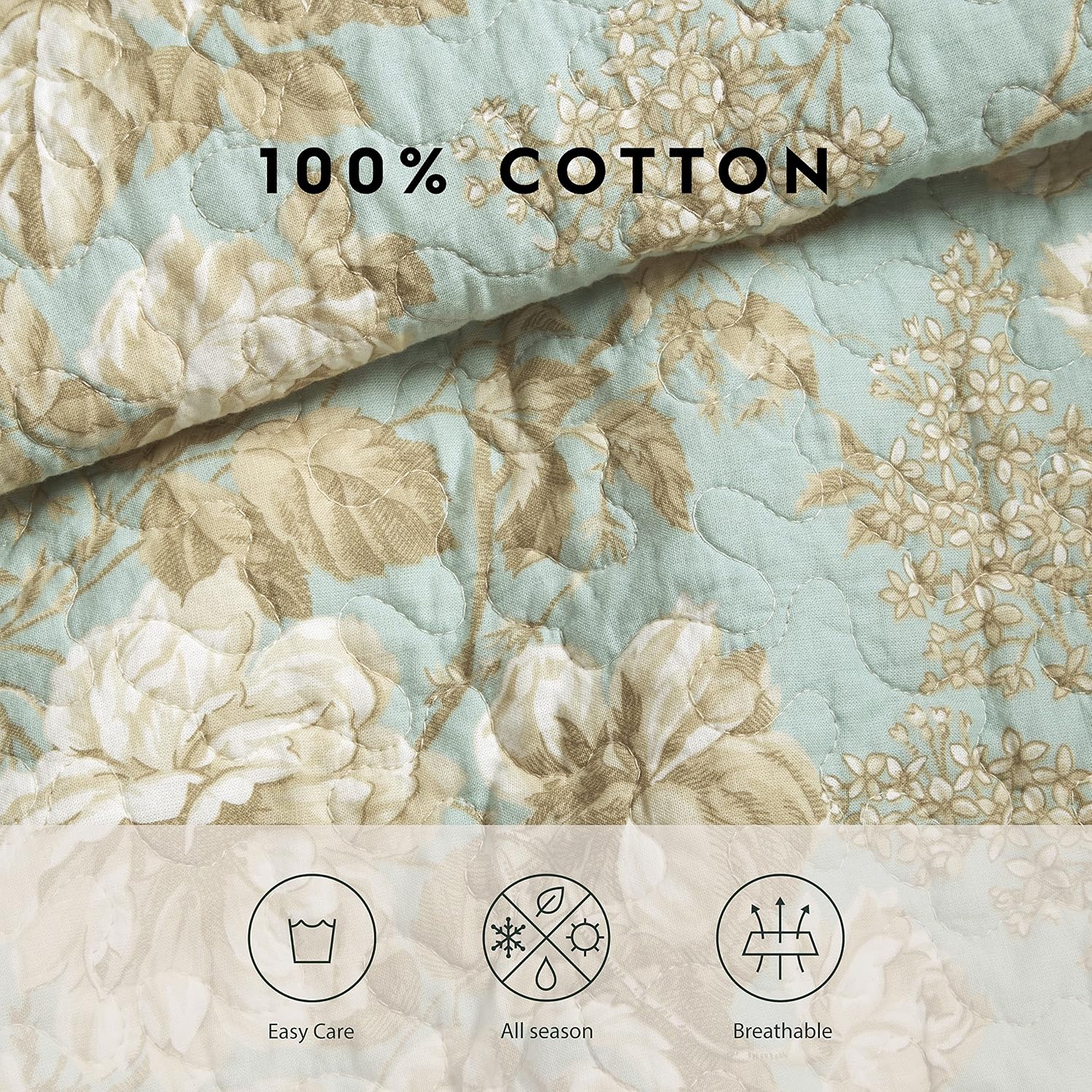 Laura Ashley Home - King Quilt Set, Cotton Reversible Bedding with Matching Shams, Bedroom Decor Ideal for All Seasons (Brompton Green, King)