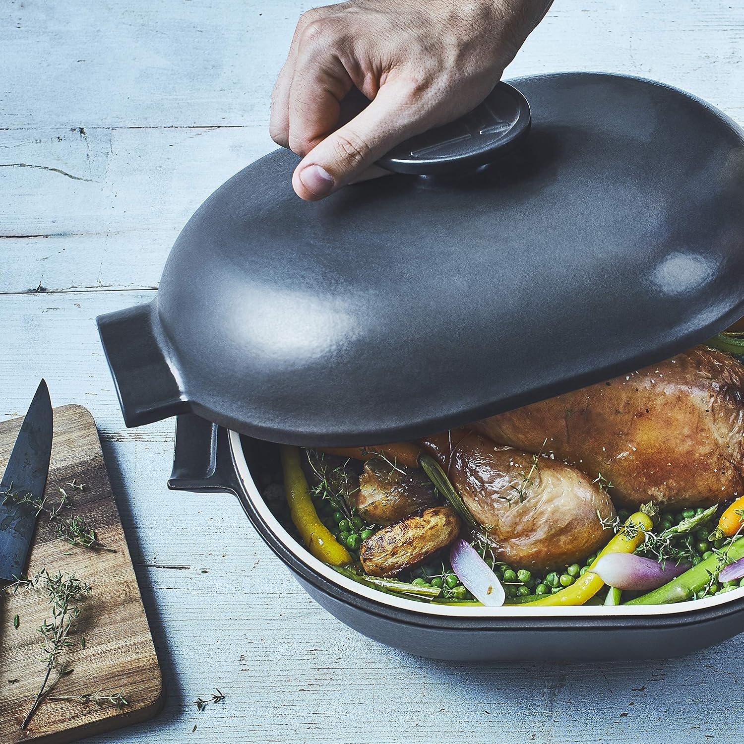 Emile Henry Delight Ceramic Oval Dutch Oven 4.5L, Slate (776645)
