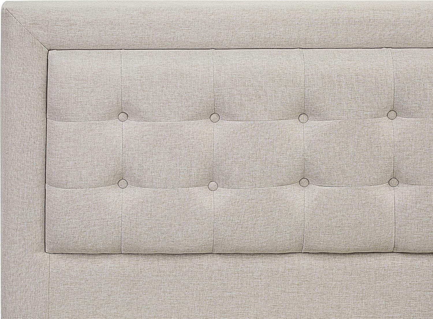 East West Furniture FN08F-1VL0C 2-Piece Platform Full Size Bed Set with 1 Full Bed and an End Table for bedroom - Reliable and Durable Construction - Mist Beige Linen Fabric